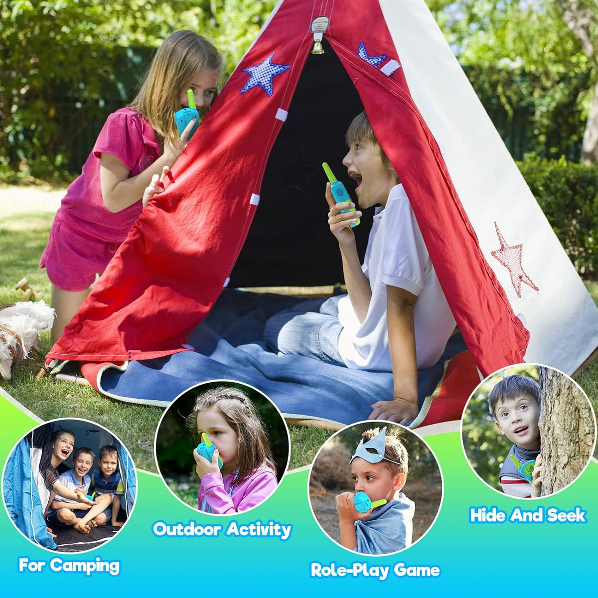 Walkie Talkie Kit 3-Pieces - Clear Sound, Long Range, Great for Ages 3-12 Adventures