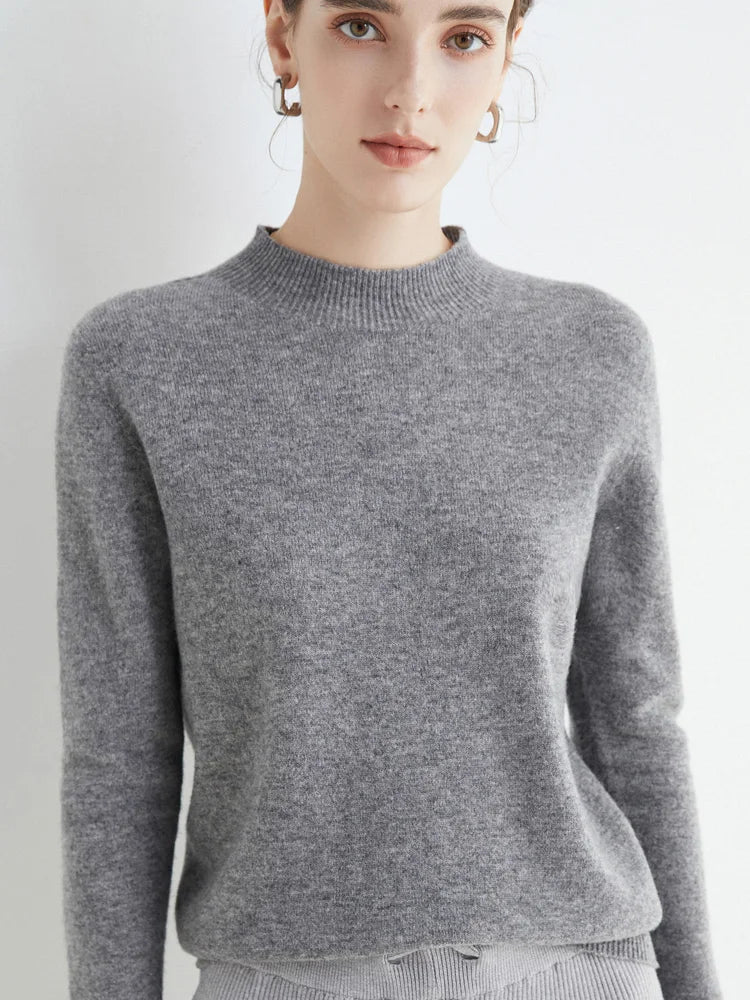 Plush Timeless Women’s Pullover - Mock Neck, Wool, Work