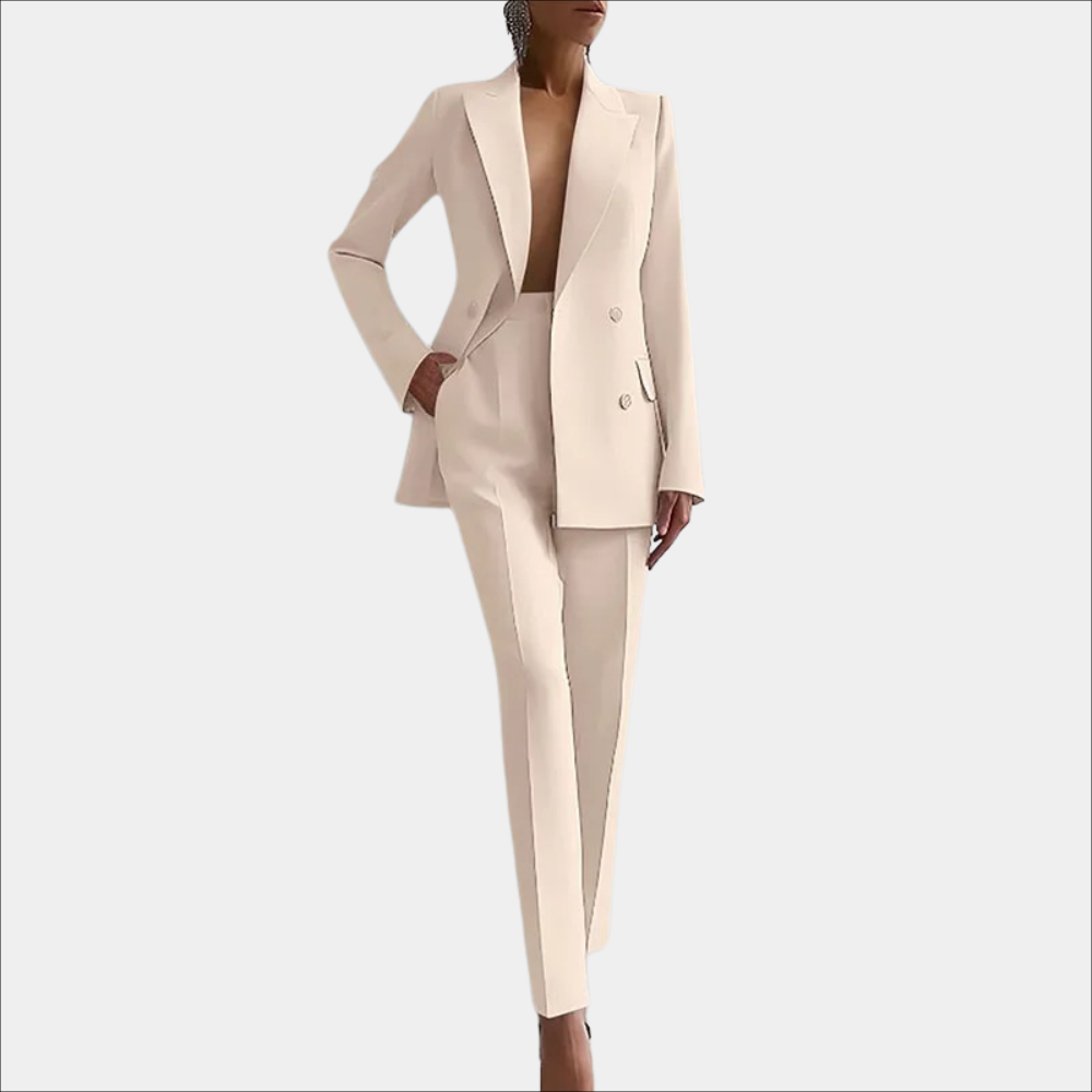 Zeitloser Damenanzug – eleganter Blazer und Slim-Fit Hose, hochwertige Stoffe, für Büro und festliche Anlässe 0
