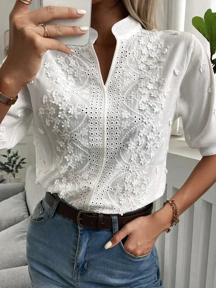 Elegant Women's Top - Flattering Fit Blouse for Going Out, Soft Breathable Fabric, Versatile Style for Casual and Formal Events-4
