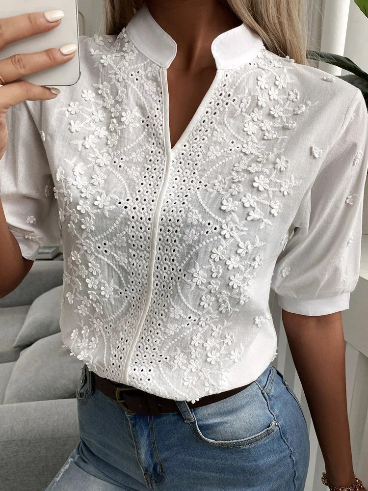 Variant image for Elegant Women's Top - Flattering Fit Blouse for Going Out, Soft Breathable Fabric, Versatile Style for Casual and Formal Events-1