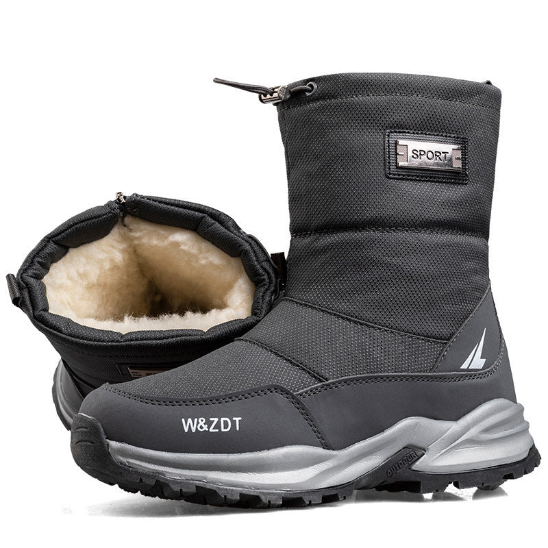 Water-Resistant Men's Snow Boots - Insulated Zipper, Mesh