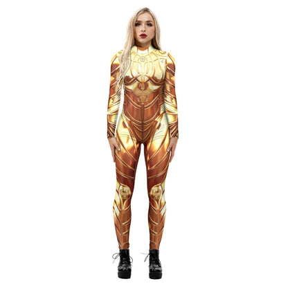 and Stretchy Body-Hugging Women's Printed Jumpsuit - Contoured Full-Body, Milk Silk Second-Skin for Cosplay