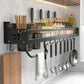 Wall Mounted Kitchen Storage Rack With Utensil Hooks And Spice Shelf Fall 2025 Household Organization Gift Idea