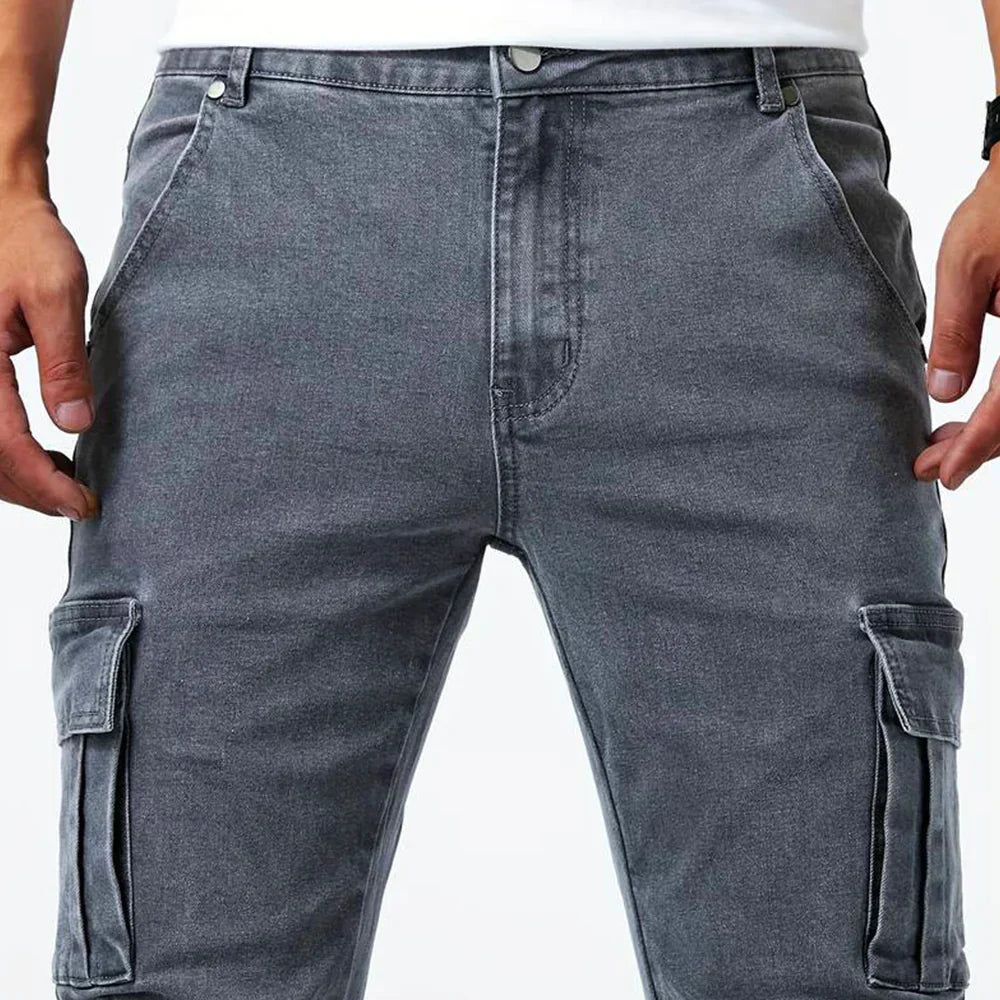 Stretch Cargo Jeans for Men, Comfortable Fit with Functional Pockets, Elastic Denim for Versatile Style-4