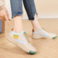 Plush durable women's sneakers - low-cut, genuine leather upper, for running daily workouts