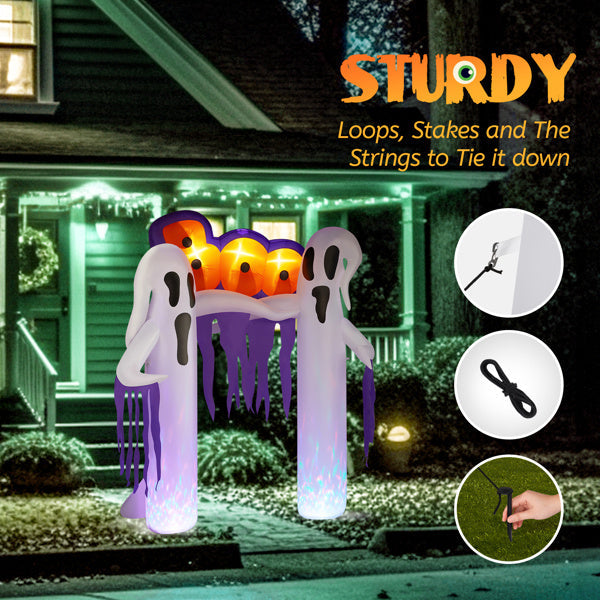 White 9.8ft Ghost Arch Inflatable Halloween Yard Decor