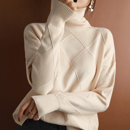 Plush Cozy Womens Sweater - Oversized Diamond Knit Winter
