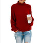 Women Oversized Turtleneck Sweater - Chunky Knit, Winter
