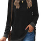 Plush Relaxed Women’s Long Sleeve Pullover - Round Neck Tunic, Cotton Cashmere Knit, Pocketed Mid Length Top For Casual Wear