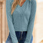 Plush Flattering Women’s V Neck Top - Ribbed Velvet, Casual