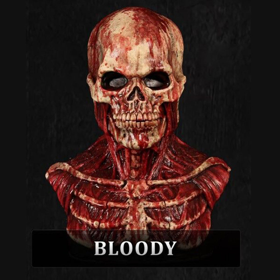 Halloween2025 Edition Skull Mask Latex Bloody Horror Costume
