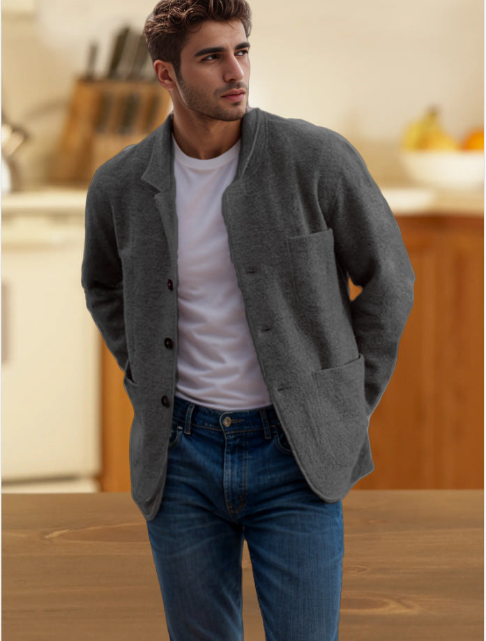 men's Warm jacket - blazer-style, long-sleeve, polyester, for everyday casual wear
