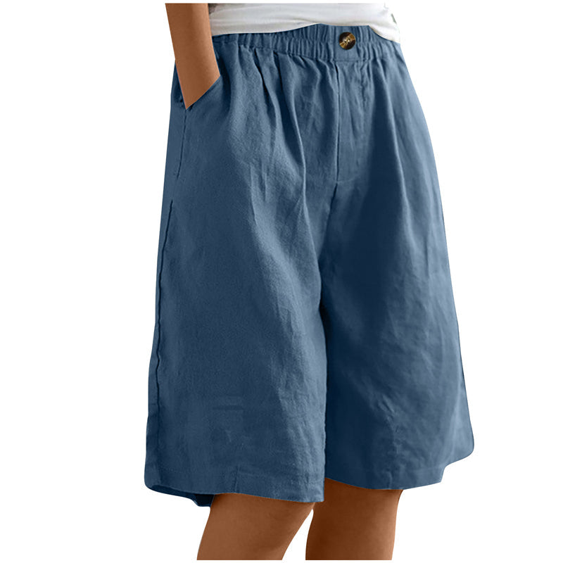 high-waisted, loose-fit with pockets, cotton, for casual summer days – Light women's shorts