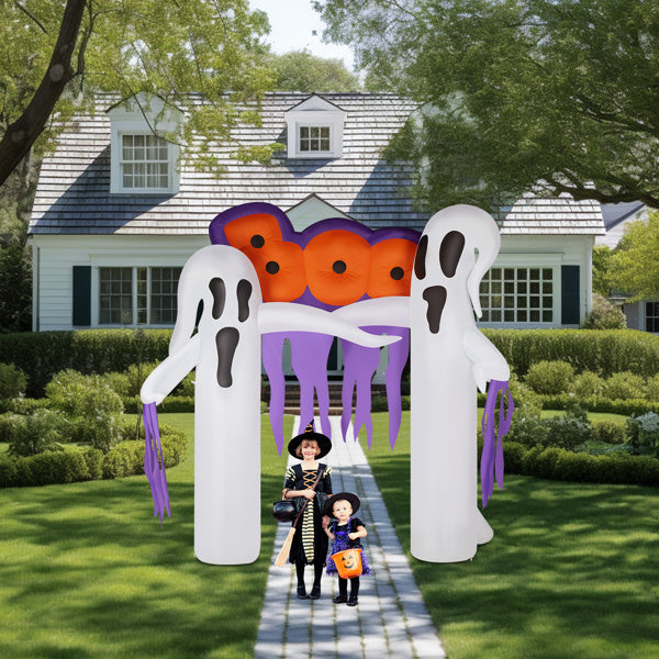 White 9.8ft Ghost Arch Inflatable Halloween Yard Decor