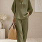 Light Women's Suit Kit - Stand-Collar Pullover Top, Balloon Sleeves, Straight-Leg Trousers, Polyester, For Office