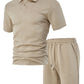 durable textured pattern, polyester, for casual wear – Breathable men's polo shirt and shorts set