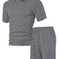 durable textured pattern, polyester, for casual wear – Breathable men's polo shirt and shorts set