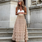 Elegant Pleated Midi Skirt in Lightweight Polyester for Formal and Stylish Occasions-1
