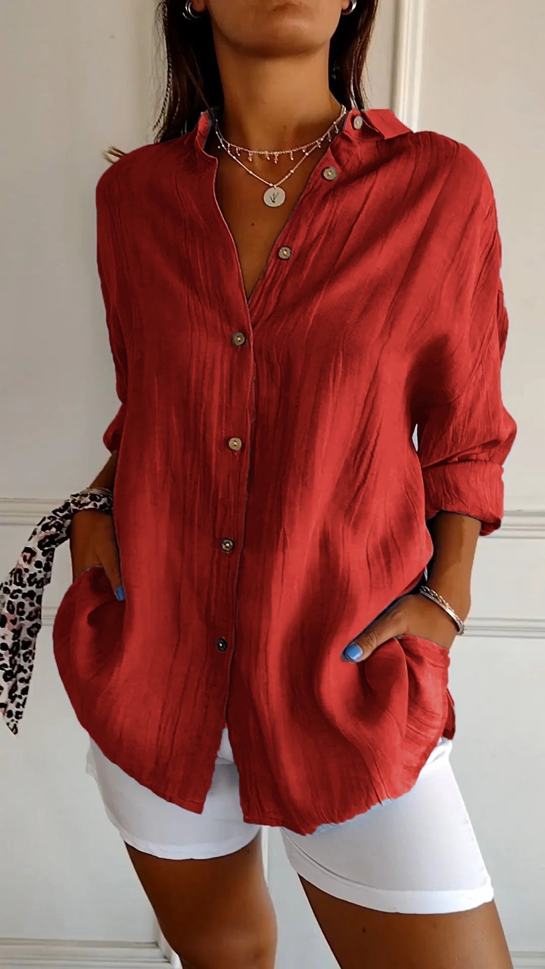 Variant image for Chic Women's Blouse with Flattering Cut, Versatile Style, Long Sleeve Summer Top for Women, Machine Washable-43