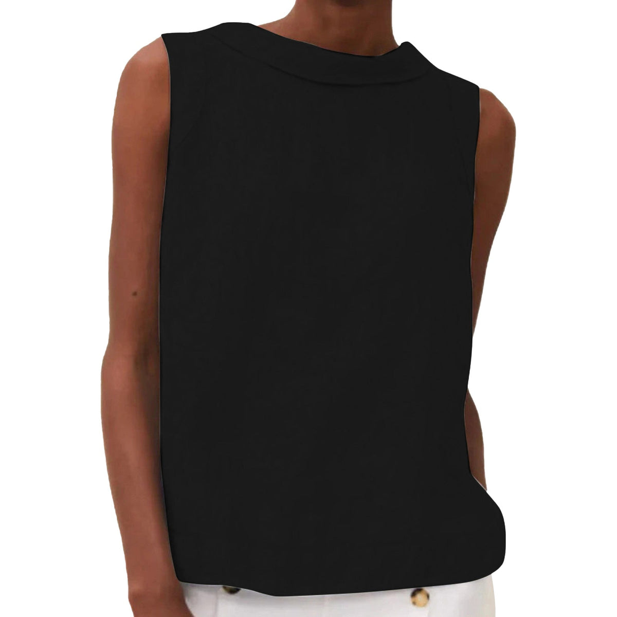Light women's tank top - round-neck pullover, cotton blend, casual summer wear