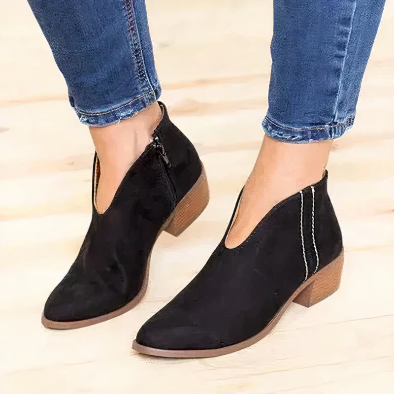 Stylish Black Ankle Boots for Women, High-Quality Leather Pointed Toe Booties with Soft Sole and Ankle Zipper-4