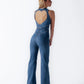 90s Inspired Denim Overalls for Women, Body-Hugging Fit, Classic Denim Blue, Easy Care Jean Jumper-2
