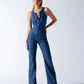 90s Inspired Denim Overalls for Women, Body-Hugging Fit, Classic Denim Blue, Easy Care Jean Jumper-1