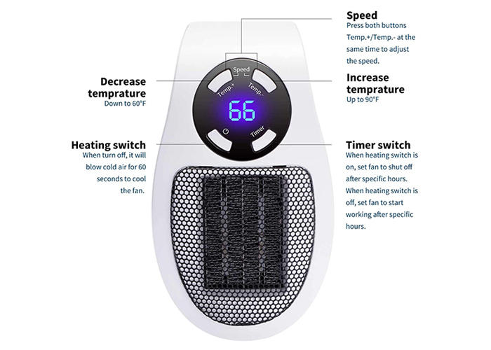 Portable2025 Edition Space Heater With Digital Display Travel-Friendly Ceramic Heater For Fast Room Warmth Fall