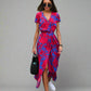 Elegant A-Line Women's Dress with V-Neck and Floral Pattern, Perfect for Summer and Formal Occasions-1