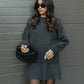 Plush Flattering Women’s Sweater Skirt Kit - Pullover Crewneck, Knit High-Waist A-Line Mini Skirt For Fall