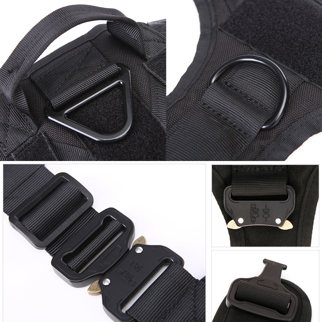 Tactical Dog Harness No-Pull With Front And Back D-Rings Fast-Release Buckles Top Handle Heavy-Duty Training