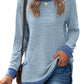 Plush Relaxed Women’s Long Sleeve Pullover - Round Neck Tunic, Cotton Cashmere Knit, Pocketed Mid Length Top For Casual Wear