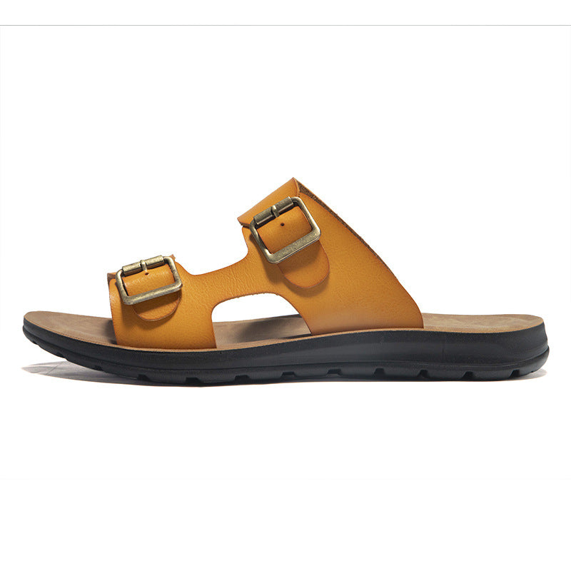 men's Non-slip sandals - double-buckle, PU leather, beach-ready footwear for everyday wear