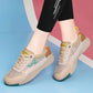 Plush durable women's sneakers - low-cut, genuine leather upper, for running daily workouts