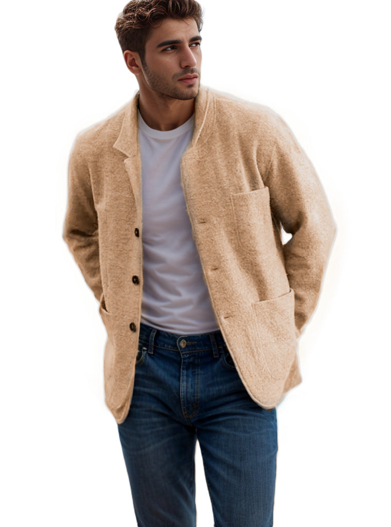 men's Warm jacket - blazer-style, long-sleeve, polyester, for everyday casual wear