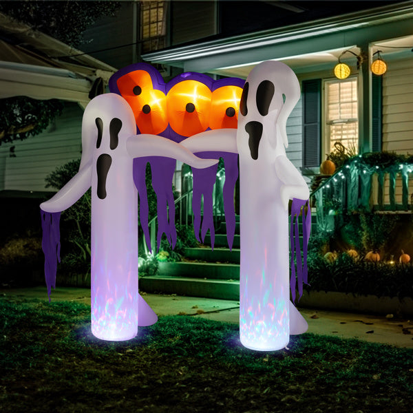 White 9.8ft Ghost Arch Inflatable Halloween Yard Decor