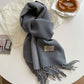 Women Warm Scarf - Reversible Fringed Cashmere Winter