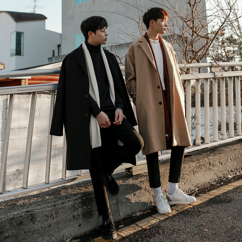 Warm Timeless Men's Wool Coat - Mid Length, Wool Winter