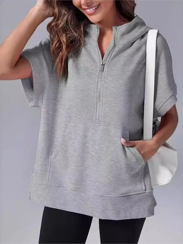 Light Women's Short Sleeve Hoodie - Oversized Knit