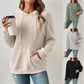 Plush Relaxed Women's Hooded Pullover - Ribbed Knit, Casual