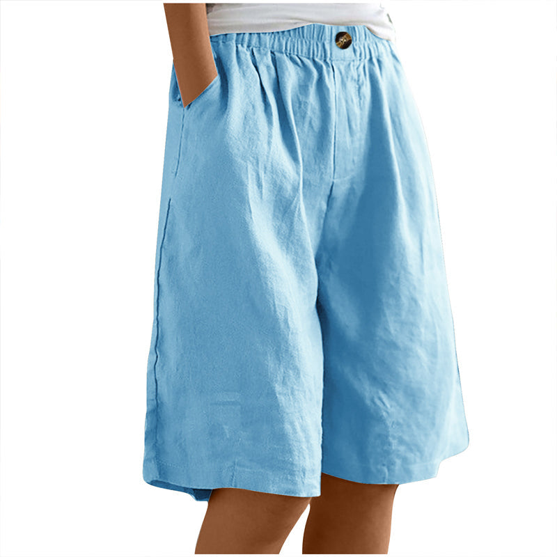 high-waisted, loose-fit with pockets, cotton, for casual summer days – Light women's shorts