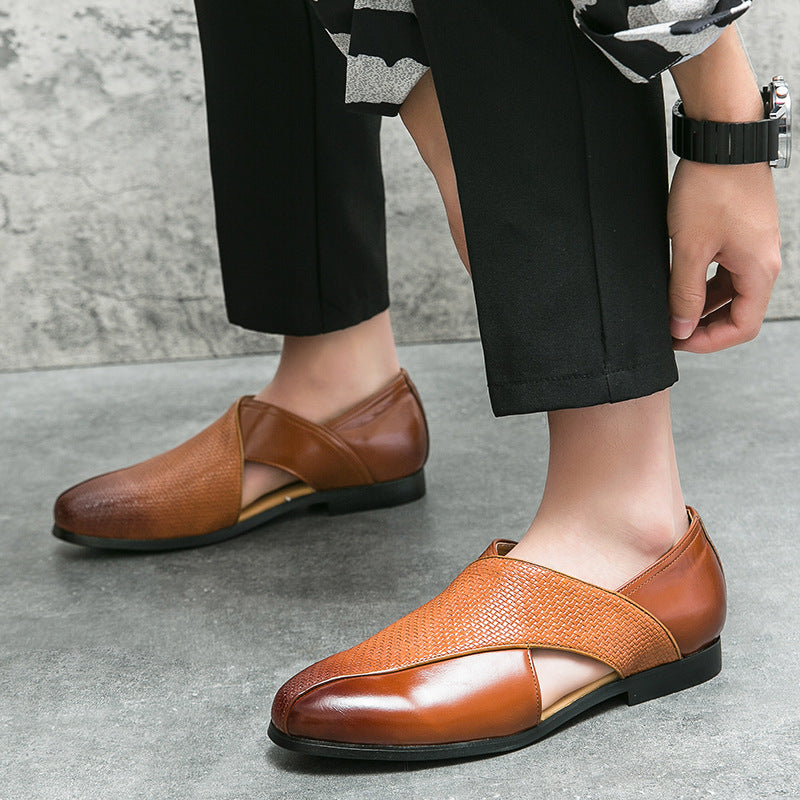 woven PU upper, casual summer footwear for everyday commuting – Breathable men's slip-on loafers