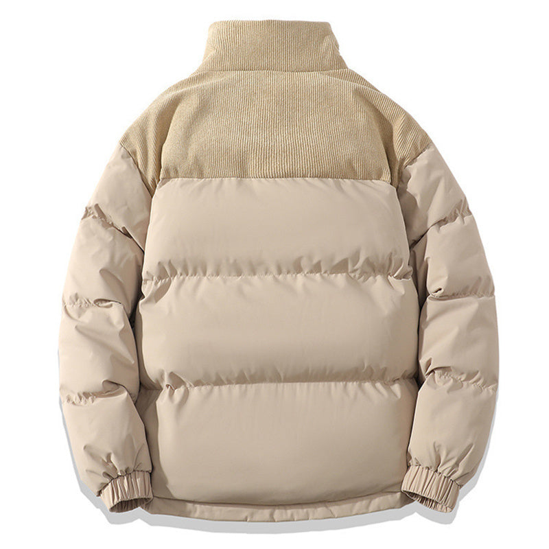 Unisex Insulating Puffer Coat - Stand Collar, Cotton
