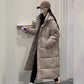 Women Insulating Long Puffer Coat - Relaxed Cotton Winter