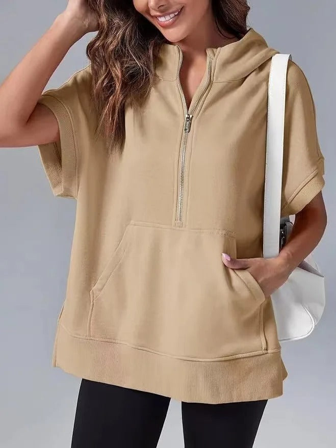 Light Women's Short Sleeve Hoodie - Oversized Knit