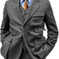 men's Wrinkle-free three-piece suit - slim-fit, herringbone wool, for formal events and business wear