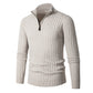 Men's Fitted Half Turtleneck Zip Sweater - Ribbed Knit