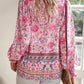 Summer Floral Blouse for Women, Lightweight Cotton Top with Adjustable Fit and Boho Design, Perfect for Casual Outings-3