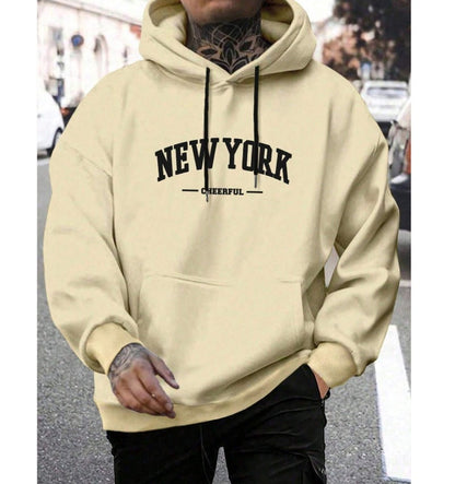 Casual Oversized Mens Hoodie - Pullover Polyester, Urban